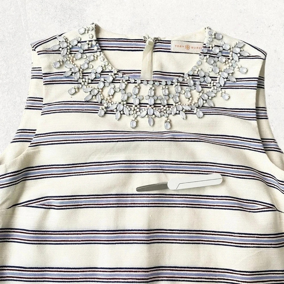 TORY BURCH KAYLIN Stripe Embellished Dress Size 2 - Picture 15 of 17